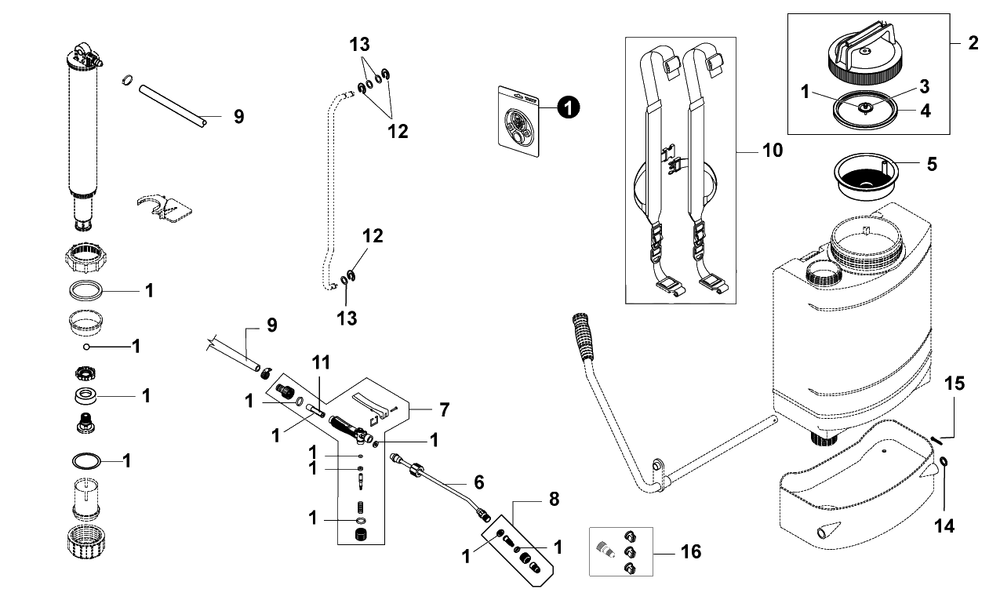 Spare Parts Diagram and Parts List for SP401BP 507MS0000001 - 507MS0999999 Shindaiwa Sprayer