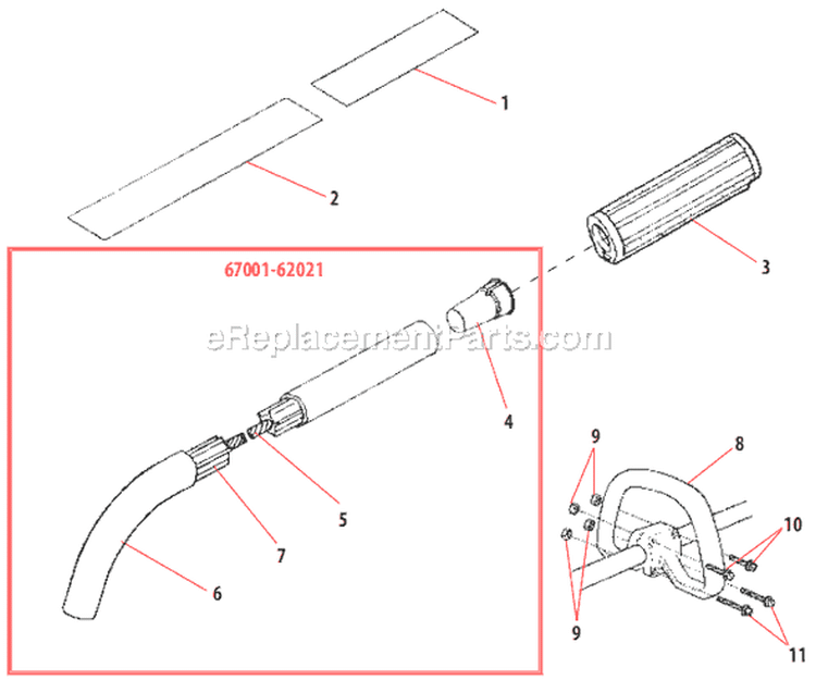 Page J Diagram and Parts List for 61480  Shindaiwa Trimmer