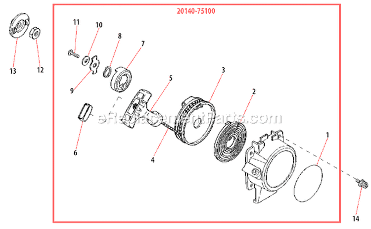Page F Diagram and Parts List for 61480  Shindaiwa Trimmer
