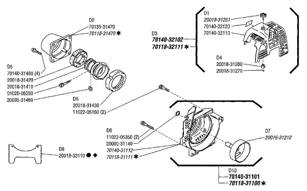 Fan Cover Diagram and Parts List for C230 20000303 - 20999999 Shindaiwa Brush Cutter