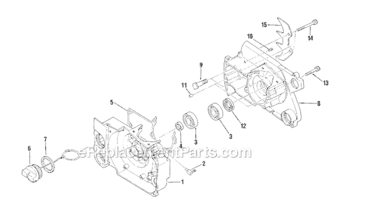 Crankcase Diagram and Parts List for 680  Shindaiwa Chainsaw