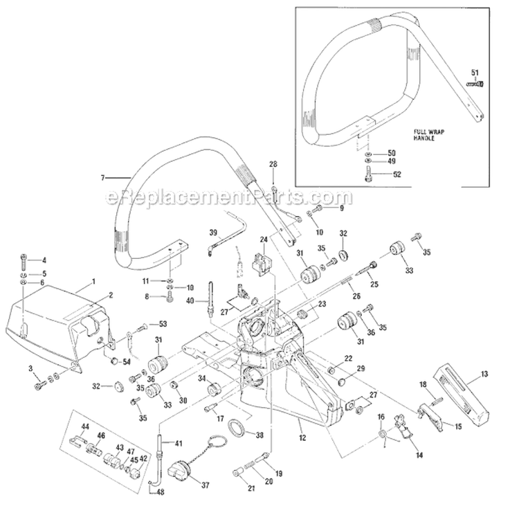 Handle Diagram and Parts List for 680  Shindaiwa Chainsaw