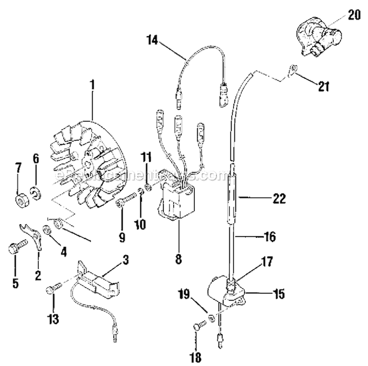 Ignition System Diagram and Parts List for 680  Shindaiwa Chainsaw