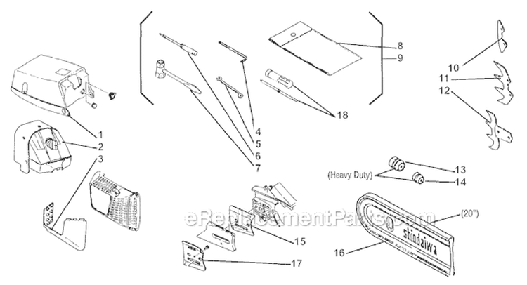Tools Diagram and Parts List for 695  Shindaiwa Chainsaw