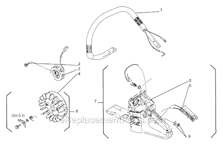 Flywheel, Ignition Diagram and Parts List for 695  Shindaiwa Chainsaw
