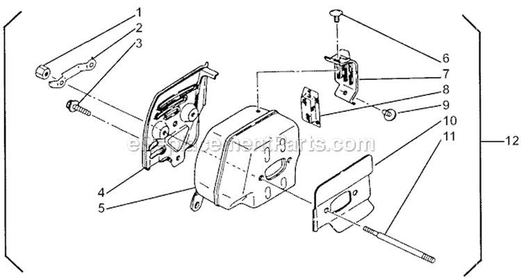Muffler Diagram and Parts List for 695  Shindaiwa Chainsaw