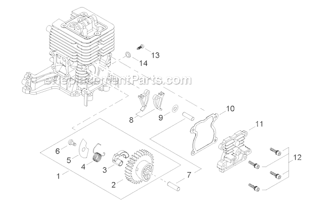 Cam Gear Diagram and Parts List for PS344 T15513001001-T15513999999 Shindaiwa Power Broom