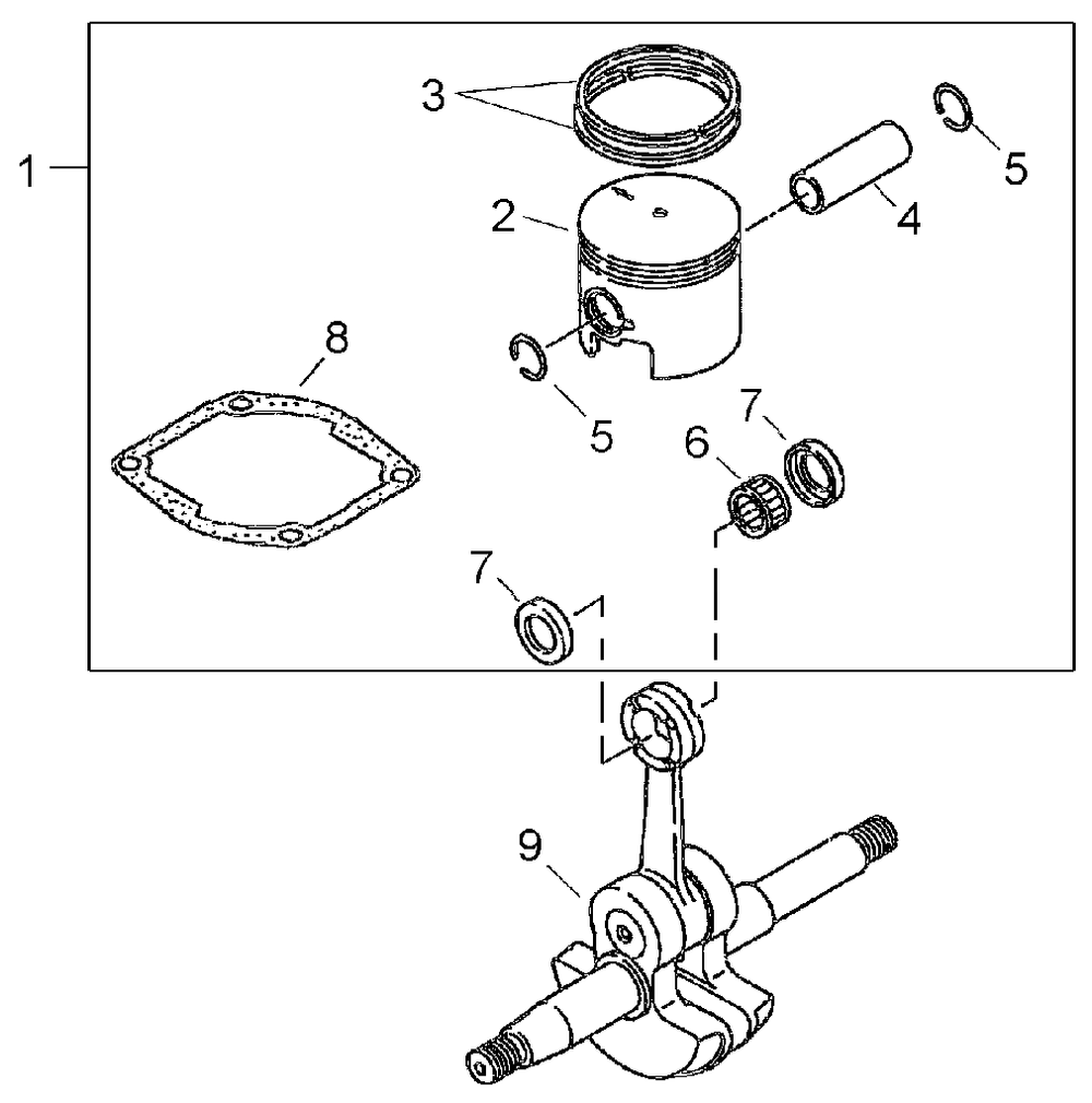 Piston Diagram and Parts List for 360EMC 20001001 - 20999999 Shindaiwa Chainsaw