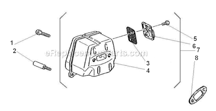Muffler Diagram and Parts List for 757  Shindaiwa Chainsaw