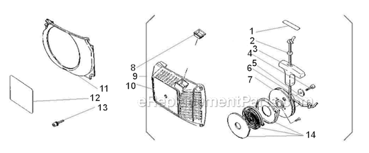 Starter Diagram and Parts List for 757  Shindaiwa Chainsaw