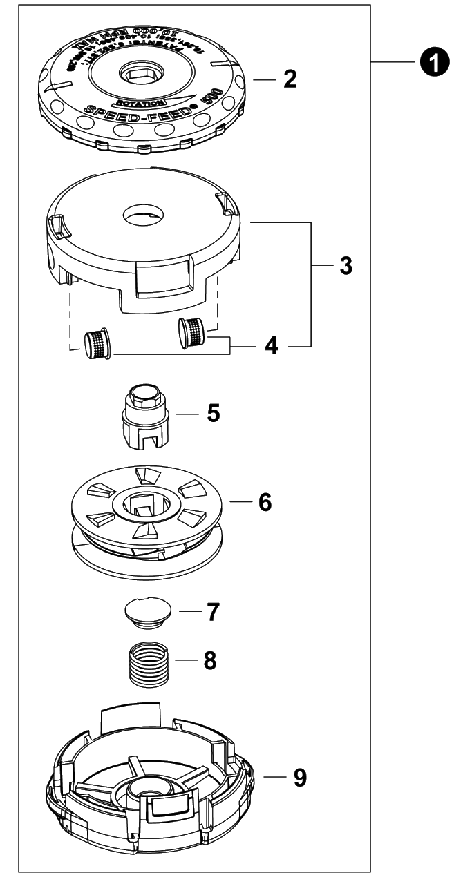 Trimmer Head - Speed-Feed(R) 500 Diagram and Parts List for 78890-21050BLA 99922238085 Shindaiwa Trimmer