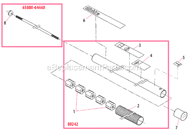 Page B Diagram and Parts List for 80283  Shindaiwa Pole Saw