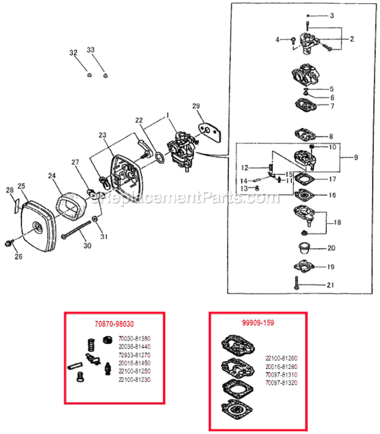 Page G Diagram and Parts List for 81017 4100001 Shindaiwa Trimmer