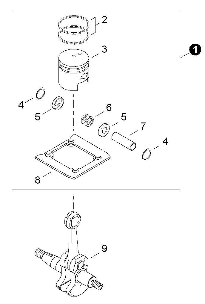 Piston / Crankshaft Diagram and Parts List for EB500 P30236000000 - P30236999999 Shindaiwa Leaf Blower / Vacuum