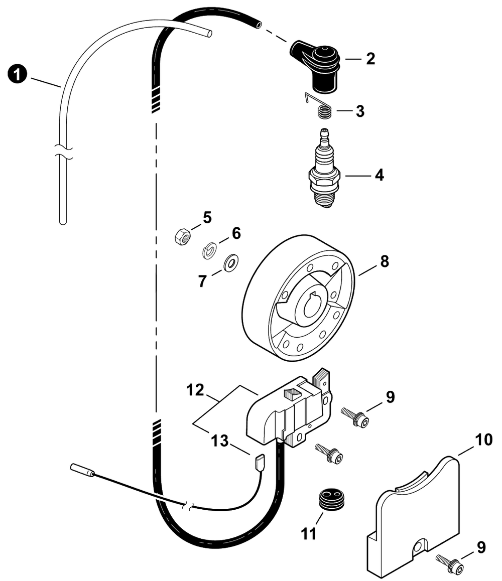 Ignition Diagram and Parts List for EB633RT P53214001001 - P53214999999 Shindaiwa Leaf Blower / Vacuum