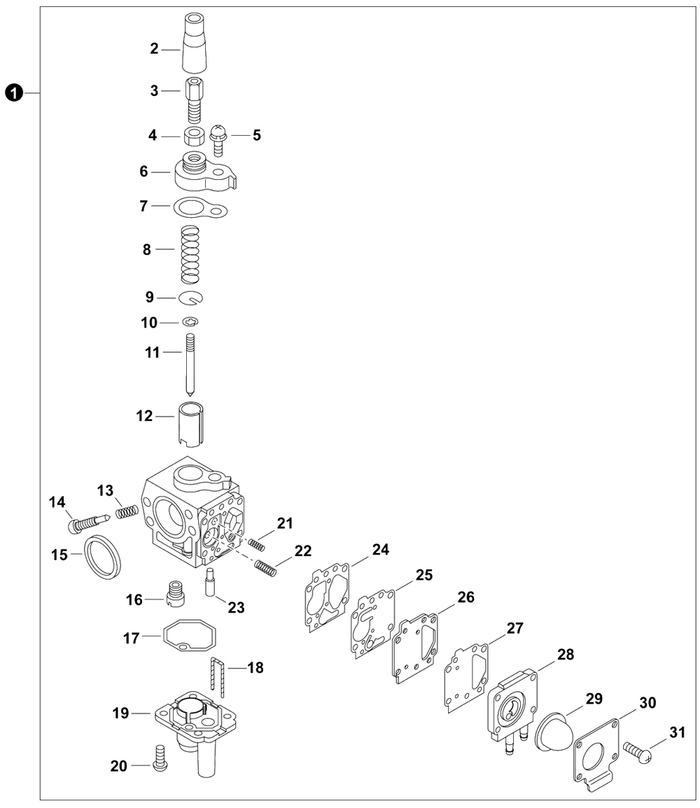 Carburetor Diagram and Parts List for ES800 H05120001001 - H05120999999 Shindaiwa Sprayer