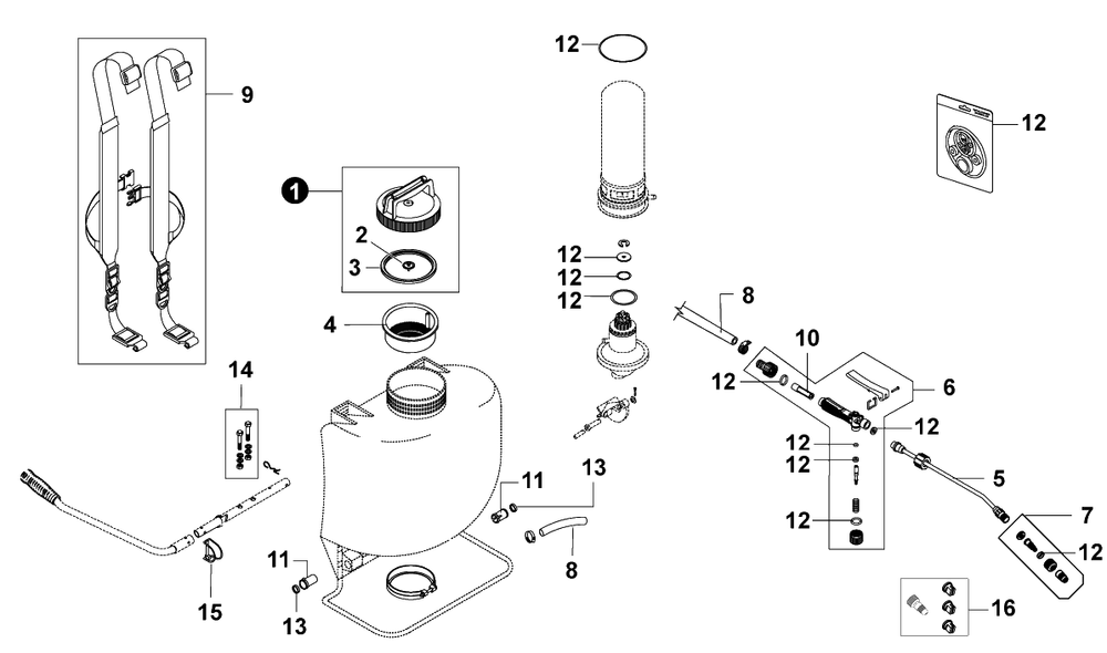 Spare Parts Diagram and Parts List for SP401BPD 508MS0000001 - 508MS0999999 Shindaiwa Sprayer