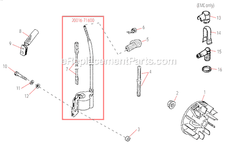 Page E Diagram and Parts List for AH230  Shindaiwa Hedge Trimmer