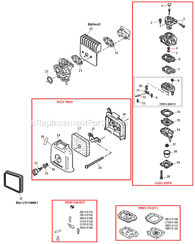 Page K Diagram and Parts List for AH231  Shindaiwa Hedge Trimmer
