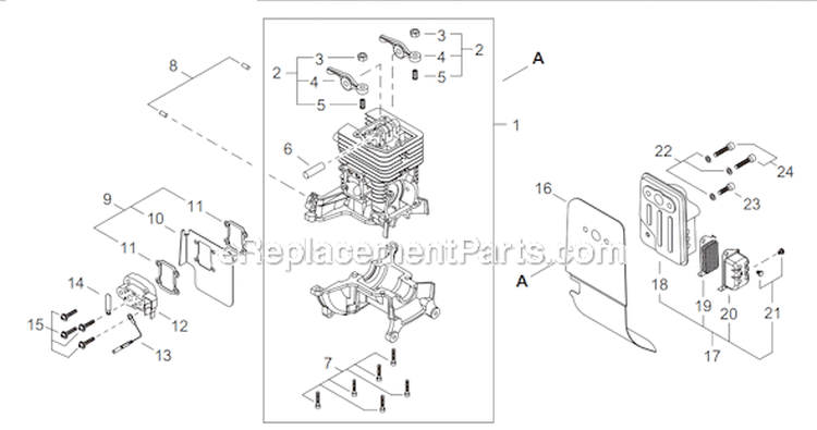 Page A Diagram and Parts List for AH254 T12612001001 - T12612999999 Shindaiwa Hedge Trimmer