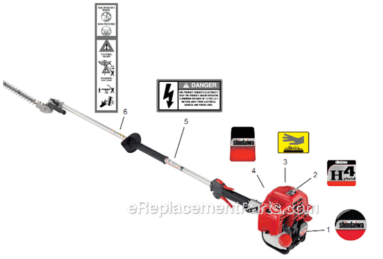 Page O Diagram and Parts List for AH254 T12612001001 - T12612999999 Shindaiwa Hedge Trimmer