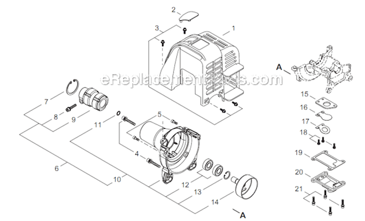 Page B Diagram and Parts List for AH254 T12612001001 - T12612999999 Shindaiwa Hedge Trimmer