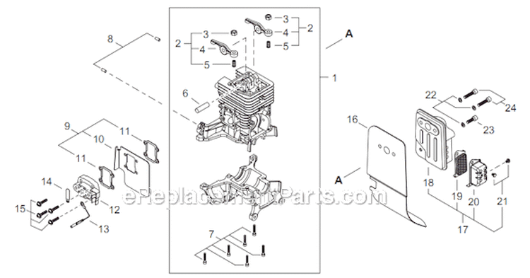 Page A Diagram and Parts List for AHS254 T12312001001 - T12312999999 Shindaiwa Hedge Trimmer