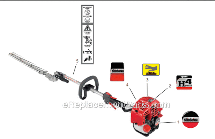 Page P Diagram and Parts List for AHS254 T12312001001 - T12312999999 Shindaiwa Hedge Trimmer