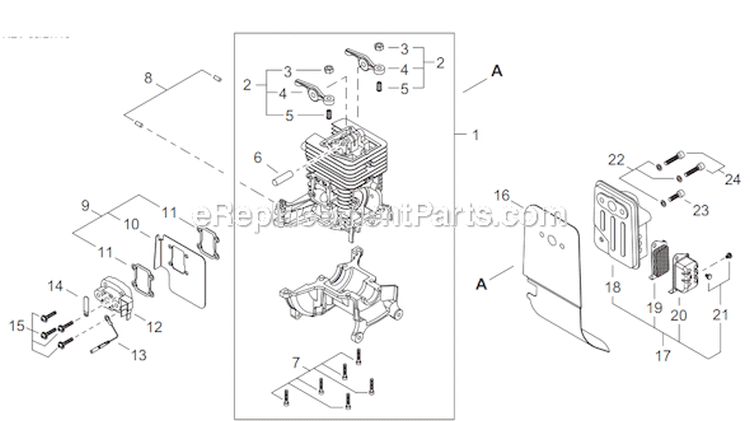Page A Diagram and Parts List for AHS254 T12411001001 - T12411999999 Shindaiwa Hedge Trimmer