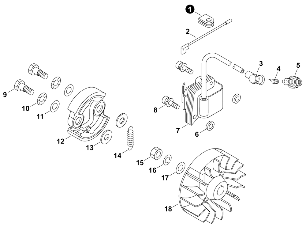 Ignition Diagram and Parts List for ES800 H05120001001 - H05120999999 Shindaiwa Sprayer