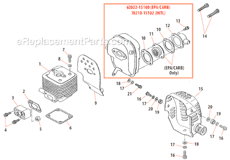 Page A Diagram and Parts List for B450  Shindaiwa Brush Cutter