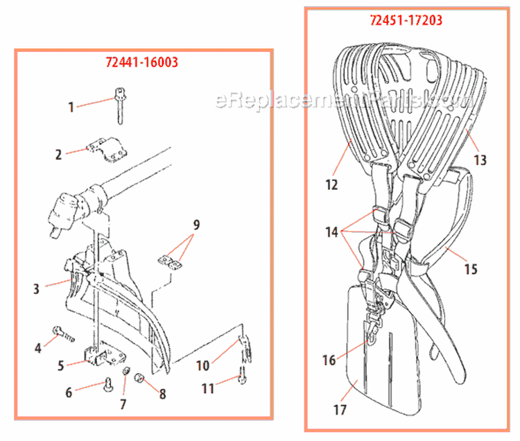 Page L Diagram and Parts List for B450  Shindaiwa Brush Cutter