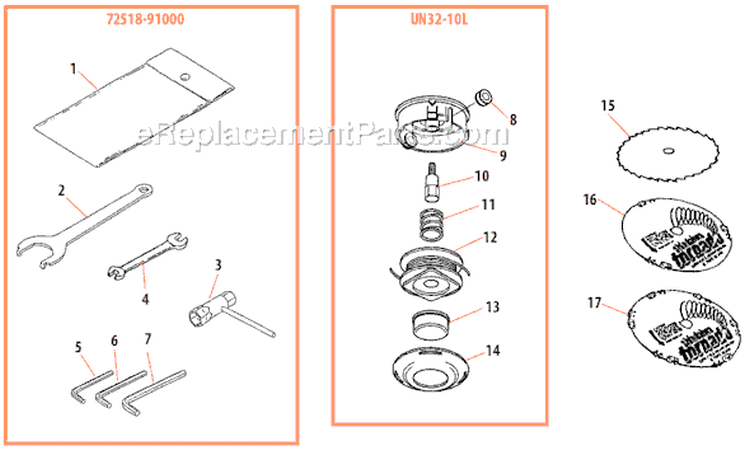 Page M Diagram and Parts List for B450  Shindaiwa Brush Cutter