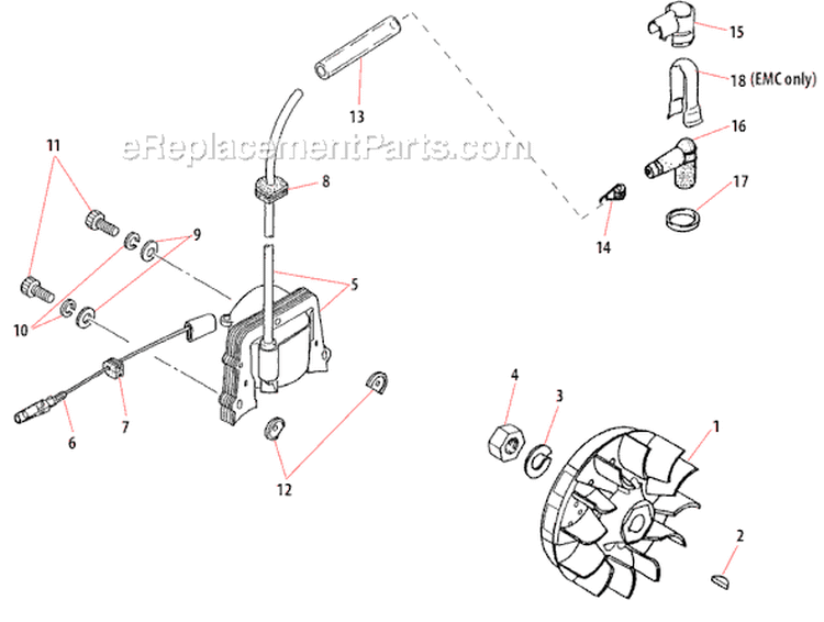 Page E Diagram and Parts List for B450  Shindaiwa Brush Cutter