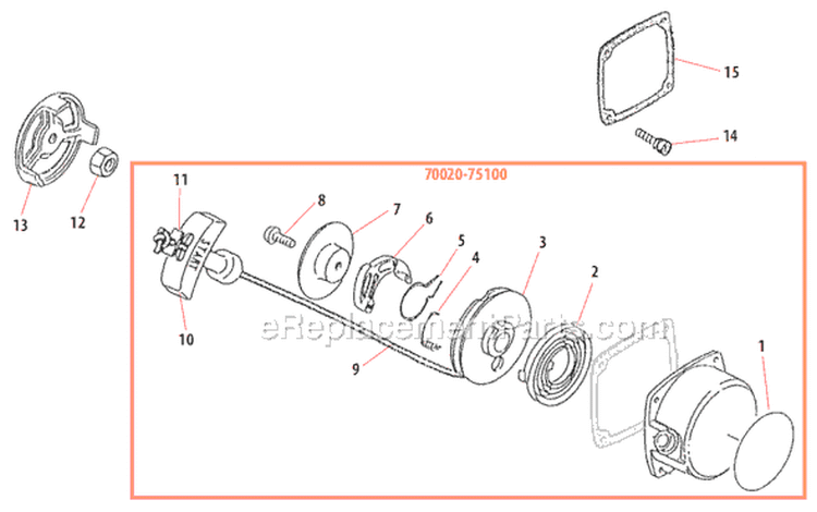 Page F Diagram and Parts List for B450  Shindaiwa Brush Cutter