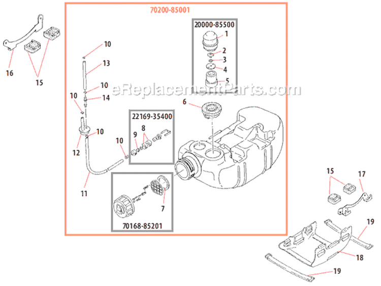 Page G Diagram and Parts List for B450  Shindaiwa Brush Cutter