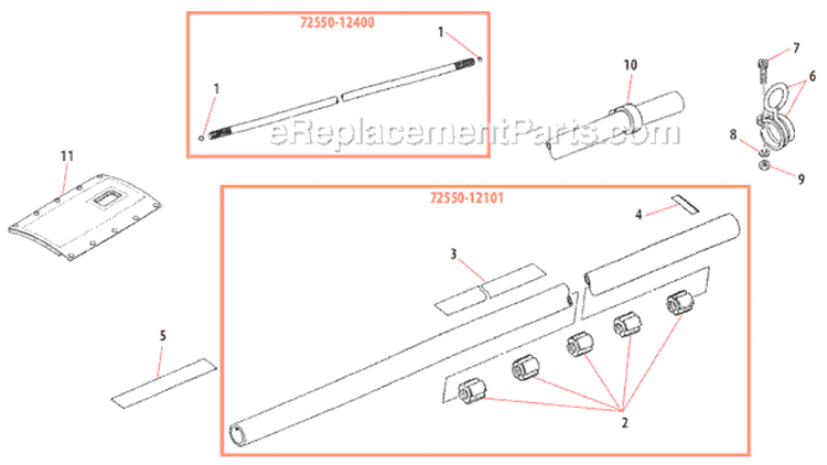 Page H Diagram and Parts List for B450  Shindaiwa Brush Cutter