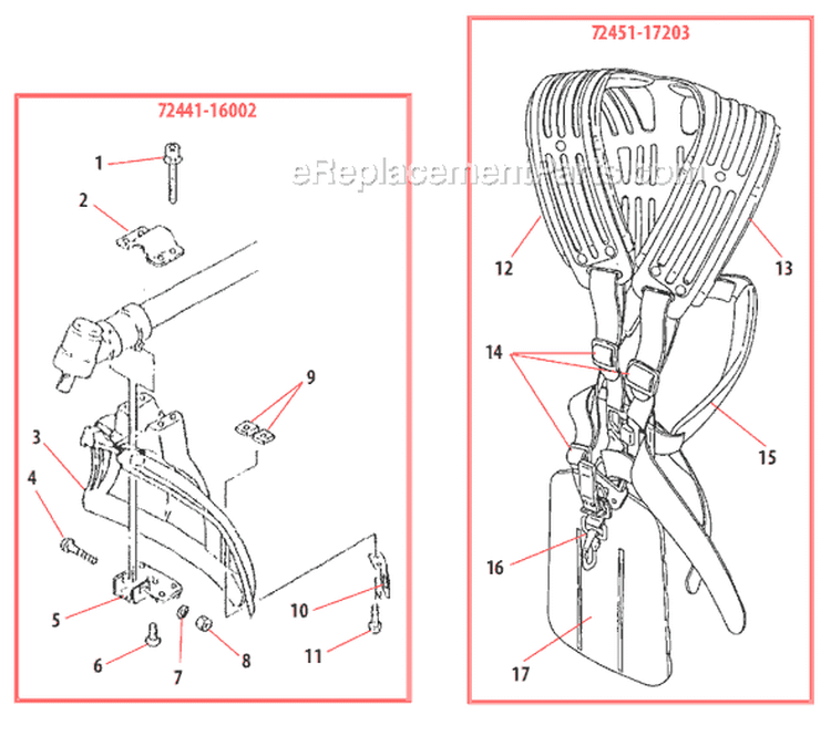 Page K Diagram and Parts List for B45INTL  Shindaiwa Brush Cutter