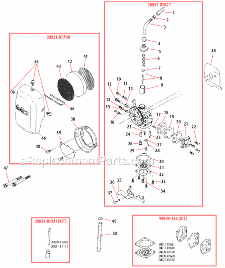 Page M Diagram and Parts List for B45INTL  Shindaiwa Brush Cutter
