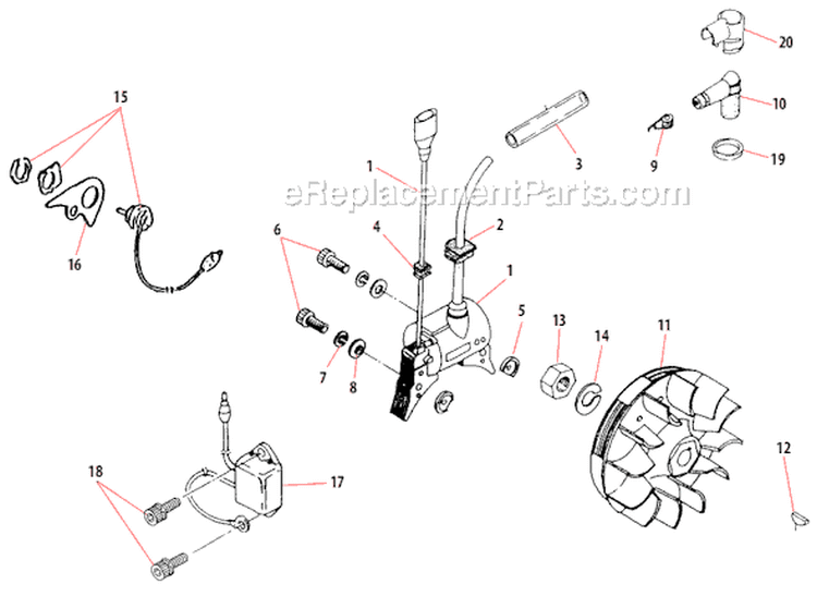 Page E Diagram and Parts List for B45INTL  Shindaiwa Brush Cutter