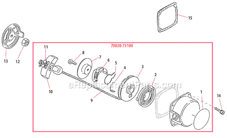 Page F Diagram and Parts List for B45INTL  Shindaiwa Brush Cutter