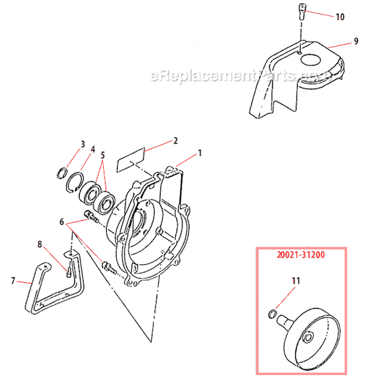 Page B Diagram and Parts List for B45  Shindaiwa Brush Cutter