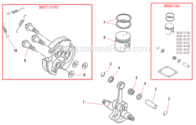 Page D Diagram and Parts List for B45  Shindaiwa Brush Cutter