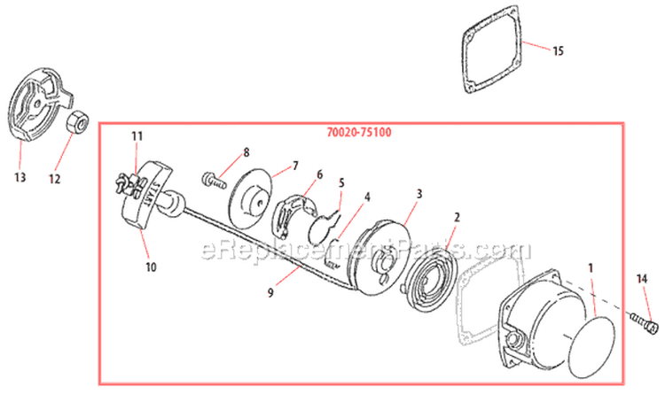 Page F Diagram and Parts List for B45  Shindaiwa Brush Cutter