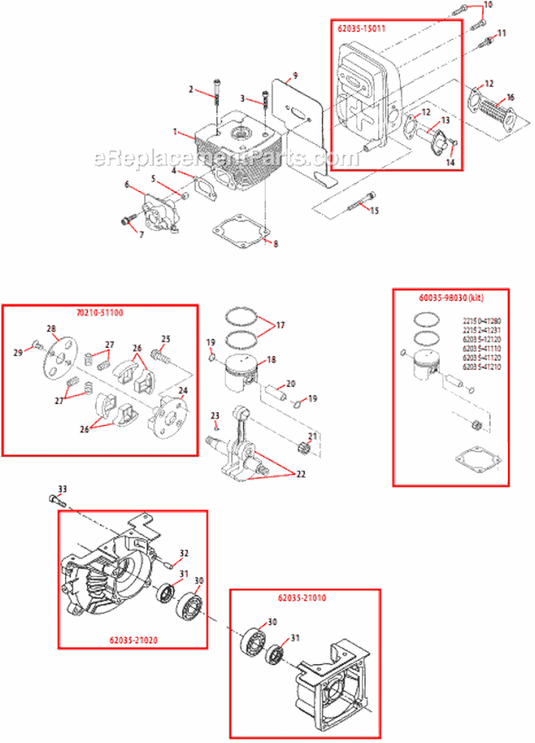 Page A Diagram and Parts List for B530  Shindaiwa Brush Cutter