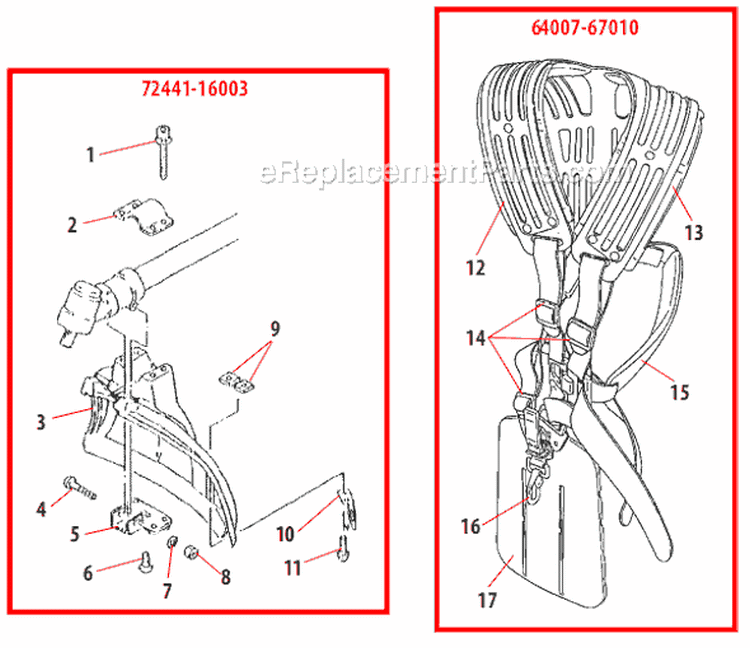 Page J Diagram and Parts List for B530  Shindaiwa Brush Cutter