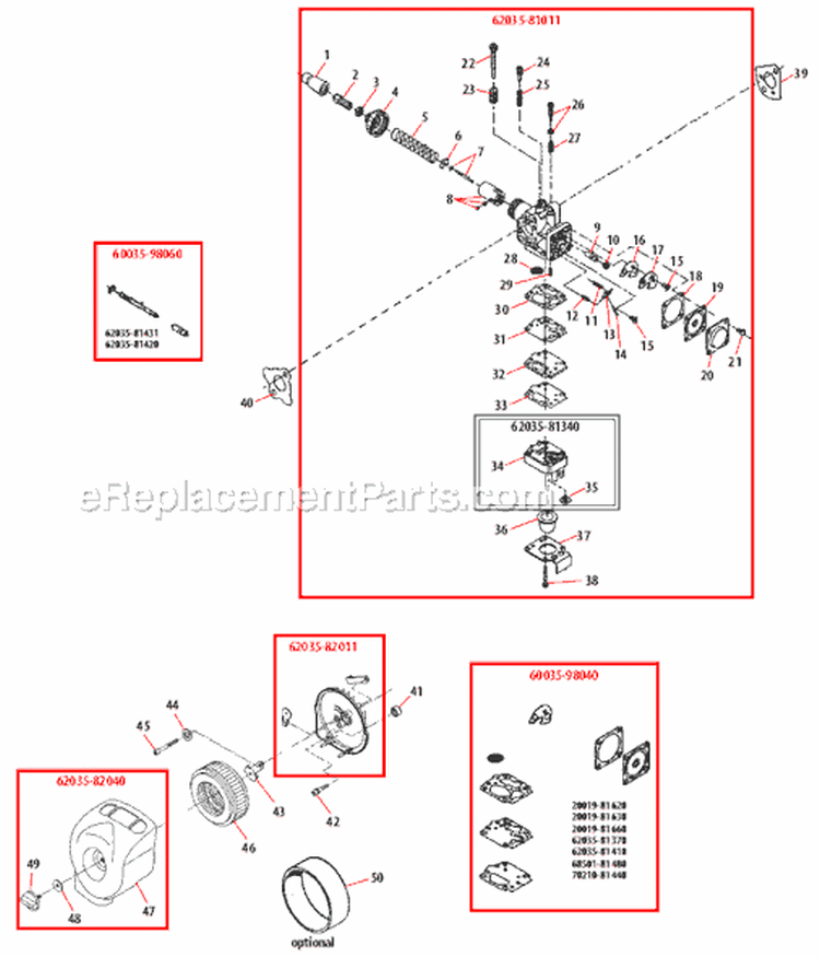 Page L Diagram and Parts List for B530  Shindaiwa Brush Cutter