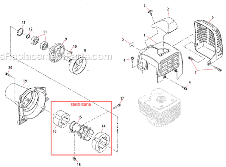 Page B Diagram and Parts List for B530  Shindaiwa Brush Cutter