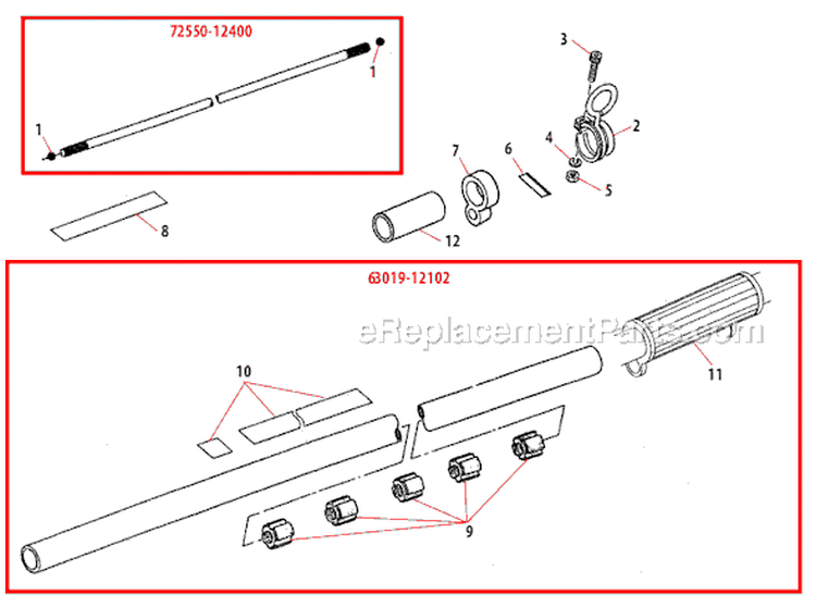 Page F Diagram and Parts List for B530  Shindaiwa Brush Cutter