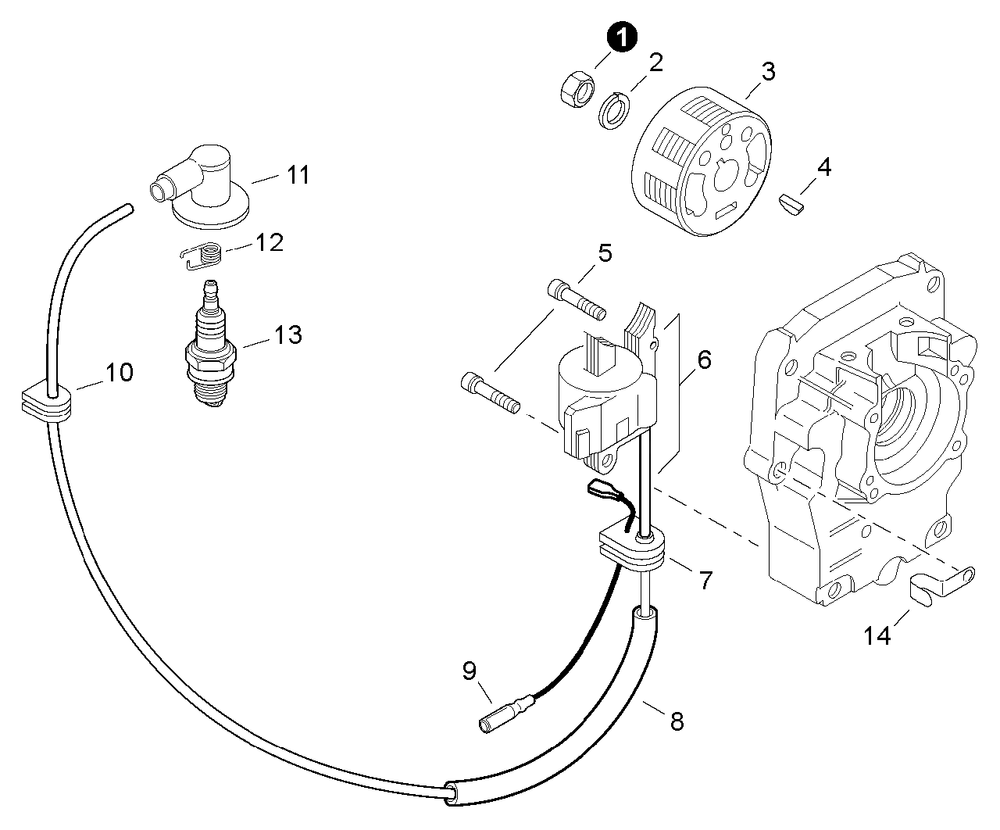 Flywheel, Ignition Diagram and Parts List for EB500 P30236000000 - P30236999999 Shindaiwa Leaf Blower / Vacuum